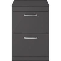 Nuie Athena 600 Floor Standing 2-drawer Vanity & Worktop - Gloss Grey