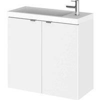 Hudson Reed Fusion Wall Hung 2-Door Vanity Unit Compact Basin 600mm Gloss White