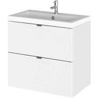 Hudson Reed Fusion Wall Hung 2-Drawer Vanity Unit Basin 600mm Gloss White