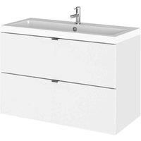 Hudson Reed Fusion Wall Hung 2-Drawer Vanity Unit Basin 800mm Gloss White