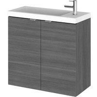 Hudson Reed 600Mm Vanity Unit & Basin - Grey Woodgrain