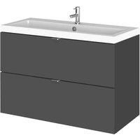 Hudson Reed Fusion Wall Hung 2-Drawer Vanity Unit Basin 800mm Gloss Grey