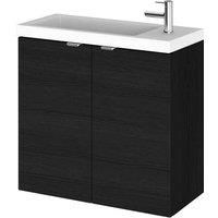 Hudson Reed Fusion WH 2-Door Vanity Compact Basin 600mm Charcoal Woodgrain
