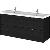Hudson Reed Fusion WH 4-Drawer Vanity Double Basin 1200mm Charcoal Woodgrain