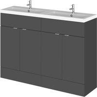 Fusion Floor Standing 4-Door Vanity Unit with Double Basin 1200mm Gloss Grey