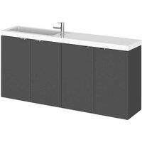 Hudson Reed Fusion Wall Hung 4-Door Vanity Unit Compact Basin 1200mm Gloss Grey