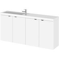 Hudson Reed Fusion Wall Hung 4-Door Vanity Unit Compact Basin 1200mm Gloss White
