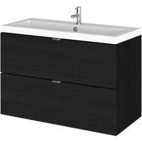 Hudson Reed Fusion Wall Hung 2-Drawer Vanity Unit Basin 800mm Charcoal Woodgrain
