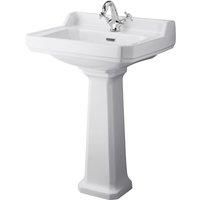 Hudson Reed Richmond Basin and Comfort Height Full Pedestal 600mm 1 Tap Hole