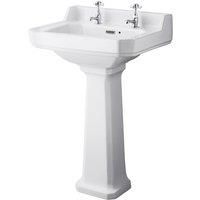 Hudson Reed Richmond Basin and Comfort Height Full Pedestal 560mm 2 Tap Hole