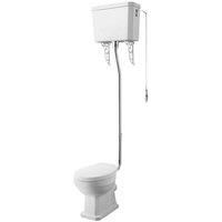 Traditional High Level Toilet Cistern Lever & Flushpipe Bathroom Ceramic Pan WC
