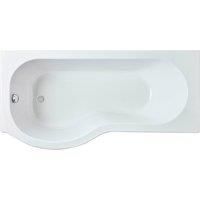Modern P Shaped Shower Bath 1600mm Left Hand Acrylic Bathtub Leg Set Gloss White