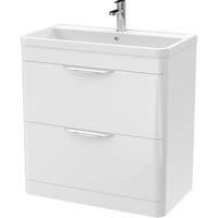 Balterley Wave 800mm Freestanding 2 Drawer Vanity and Basin - Gloss White