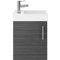 Balterley Wall Hung 1 Door Vanity Unit Basin Woodgrain Anthracite 400mm in Grey
