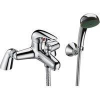Single Lever Deck Mounted Bath Shower Mixer Tap with Shower Kit - Chrome