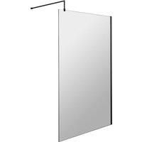 ETAL WRSBP12 Semi-Framed Wetroom Screen with Support Bar Matt Black 1200mm x 1950mm (831RW)