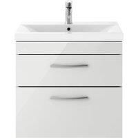 Nuie Athena Wall Hung 2-Drawer Vanity Unit Basin-1 600mm Grey Mist