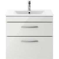Nuie Athena Wall Hung 2-Drawer Vanity Unit Basin-2 600mm Grey Mist