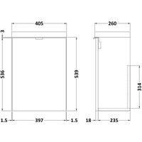 Hudson Reed Fusion Wall Hung 1-Door Vanity Unit Compact Basin 400mm Brown Grey