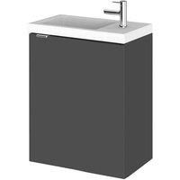 Hudson Reed Fusion 400Mm Wall Mounted Compact Vanity Unit & Basin - Gloss Grey