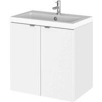 Hudson Reed Fusion Wall Hung 2-Door Vanity Unit Basin 500mm Gloss White