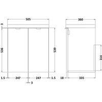 Hudson Reed Fusion Wall Hung 2-Door Vanity Unit Basin 500mm Anthracite Woodgrain