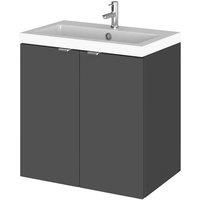 Hudson Reed Fusion Wall Hung 2-Door Vanity Unit Basin 500mm Gloss Grey