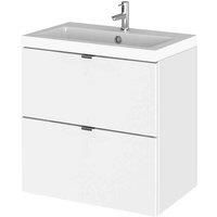 Hudson Reed Fusion Wall Hung 2-Drawer Vanity Unit Basin 500mm Gloss White