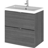 Hudson Reed Fusion WH 2-Drawer Vanity Unit Basin 500mm Anthracite Woodgrain