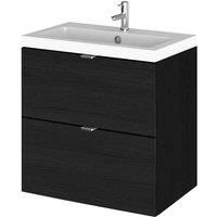 Hudson Reed Fusion Wall Hung 2-Drawer Vanity Unit Basin 500mm Charcoal Woodgrain