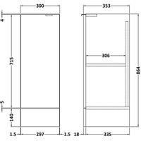 Hudson Reed Fusion 300Mm Base Unit - Gloss Grey Mist