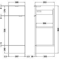 Hudson Reed Fusion 300Mm Drawer Lined Unit - Gloss Grey Mist