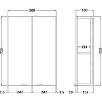 Hudson Reed Fusion Wall Unit 500mm Wide - Gloss Grey Mist