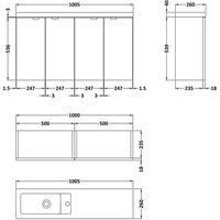 Hudson Reed Fusion 1000Mm Combination Vanity Compact - Black Woodgrain
