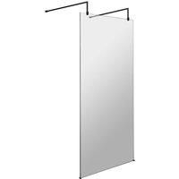 Hudson Reed 900mm Wetroom Screen With Arms And Feet - Matt Black