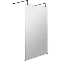 Hudson Reed 1200mm Wetroom Screen With Arms And Feet - Matt Black