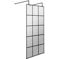 Hudson Reed BFAF090 Modern Bathroom Black Framed Free Standing Wetroom Screen, 900mm