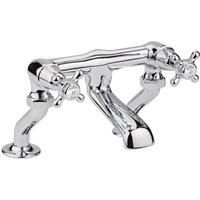 Old London BC303DX Topaz | Traditional Bathroom Deck Mounted Bath Filler with Crosshead Handles and Domed Collars, 187mm x 262mm, Chrome/White