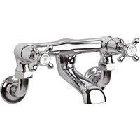 Old London BC303DXWM Topaz | Traditional Bathroom Wall Mounted Bath Filler with Crosshead Handles and Domed Collars, 142mm x 262mm, Chrome/White