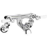 Hudson Reed White Topaz Lever Bath Filler Tap Wall Mounted - Chrome