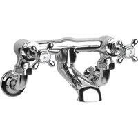 Hudson Reed White Topaz Crosshead Bath Filler Tap Wall Mounted - Chrome