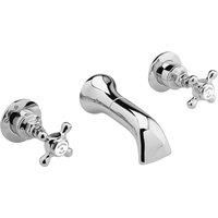 Hudson Reed White Topaz Crosshead 3-Hole Basin Mixer Tap Wall Mounted - Chrome