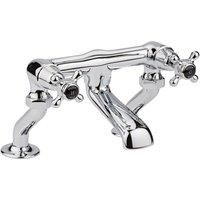 Hudson Reed Black Topaz Deck Mounted Crosshead Bath Filler Tap Brass Chrome