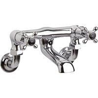 Old London BC403DXWM Topaz | Traditional Bathroom Wall Mounted Bath Filler with Crosshead Handles and Domed Collars, 142mm x 262mm, Chrome/Black