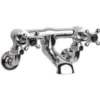 Old London BC403HXWM Topaz | Traditional Bathroom Wall Mounted Bath Filler with Crosshead Handles and Hexagonal Collars, 142mm x 262mm, Chrome/Black
