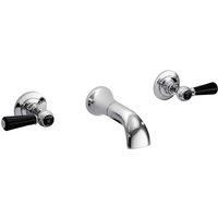 Hudson Reed Black Topaz Wall Mounted Lever 3-Hole Basin Mixer Tap - Chrome