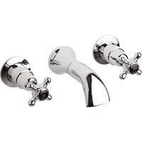 Hudson Reed Black Topaz Wall Mounted Crosshead 3-Hole Basin Mixer Tap - Chrome