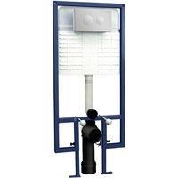 Nuie XTY009R | Modern Bathroom Dual Flush Round Push Button Cistern, 1136mm x 520mm, Bright Chrome