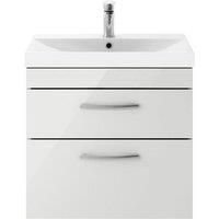 Nuie Athena Wall Hung 2-Drawer Vanity Unit Basin-3 600mm Grey Mist