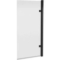 Modern Hinged Bath Shower Screen Matt Black Straight 8mm Safety Glass Bathroom